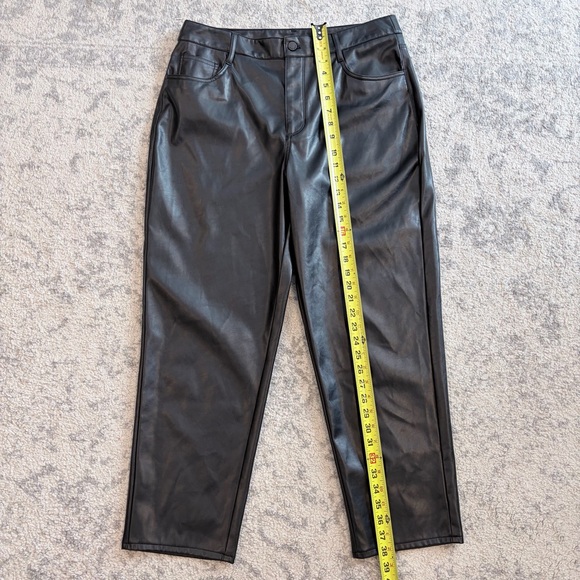 Nine West Faux Leather Straight Pants Black Minimal Chic Office Night Out 12 - Picture 6 of 8